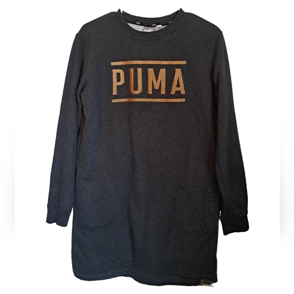 PUMA Dresses & Skirts - PUMA Athletic Fleece sweater Dress COMFY casual long sleeve pockets grey XS
